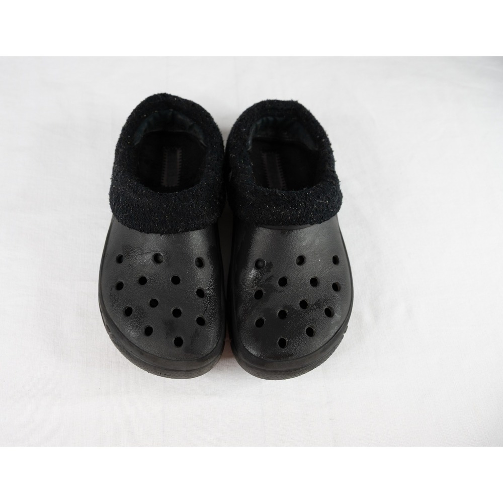 Crocs Mammoth Clogs Women 8 Black Good Fleece Lined Slip On Shoes